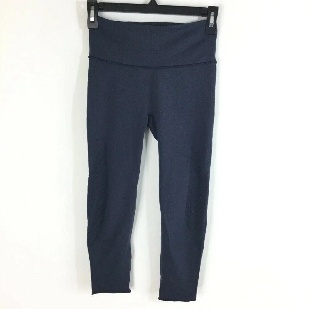 Lululemon Enlighten Crop seamless Yoga Activewear Stretch Blue Leggings Size Sm